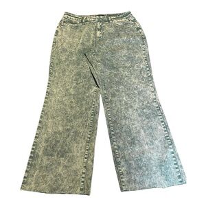 Judy Blue High Waist Green Washed Raw Hem Dad Jeans Size 18 W